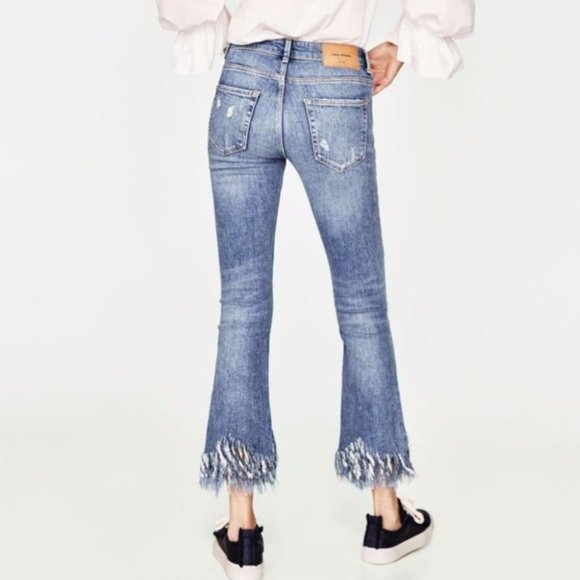 Zara Mid Rise Mini Flare Jeans US 4 - Picture 6 of 13